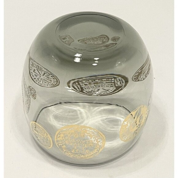 Vintage MCM Roly Poly Drinking Glass 10oz Roma Coin Smoked Barware Whiskey Rocks - Picture 3 of 4